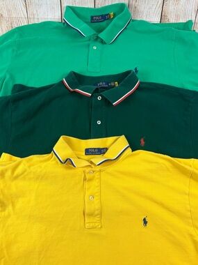 Lot Of 3 Polo Ralph Lauren Short Sleeve Polo Shirts Men's Size 3XB 100% Cotton